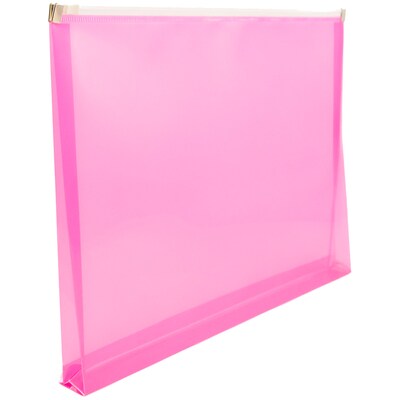 JAM Paper® Plastic Envelopes with Zip Closure, Letter Booklet, 9.5 x 12.5, Hot Pink Poly, 12/pack (218Z1HOPI)
