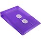 JAM Paper® Plastic Envelopes with Button and String Tie Closure, Open End, 4.25 x 6.25, Purple Poly, 12/pack (473B1PU)
