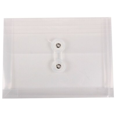 JAM Paper® Plastic Envelopes with Button and String Tie Closure, Index Booklet, 5.25 x 7.5, Clear Po