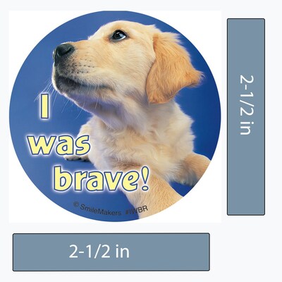 SmileMakers® I Was Brave Stickers, 2-1/2”H x 2-1/2”W, 100/Box