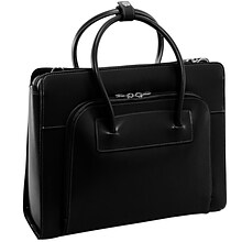 McKlein Lake Forest Ladies Laptop Briefcase, Top Grain Cowhide Leather, Black (94335)