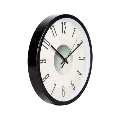 TEMPUS Contemporary Wall Clock with Silent Sweep Quiet Movement, Plastic 11.75, Black (STC15071FE)