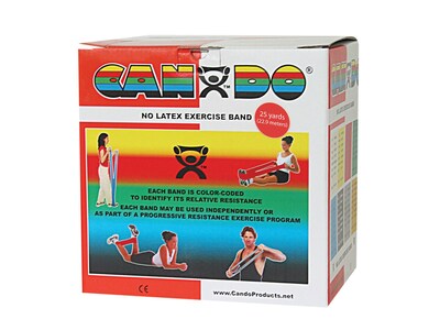 CanDo® Latex Free Exercise Band;  25 yard roll, Red, light