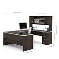 Bestar® Ridgeley 65 U-shaped Desk w/Lateral File & Bookcase, Dark Chocolate (52850-79)