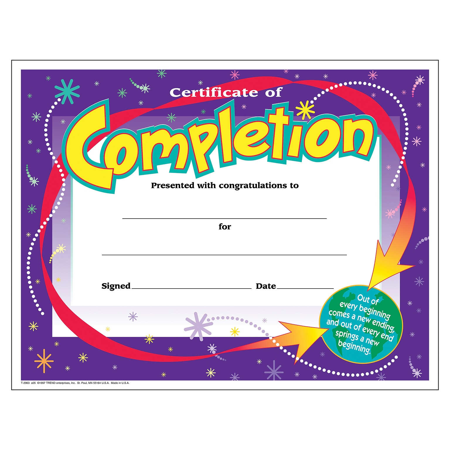 Trend Certificate of Completion Colorful Classics Certs., 30 CT (T-2963)