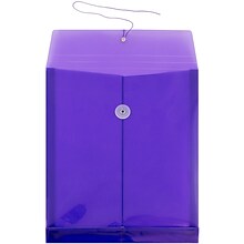 JAM Paper® Plastic Envelopes with Button and String Tie Closure, Letter Open End, 9.75 x 11.75, Purp
