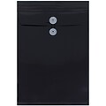JAM Paper® Plastic Envelopes with Button and String Tie Closure, Legal Open End, 9.75 x 14.5, Black