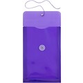 JAM Paper® Plastic Envelopes with Button and String Tie Closure, Open End, 6.25 x 9.25, Purple Poly,
