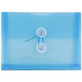 JAM Paper® Plastic Envelopes with Button and String Tie Closure, Index Booklet, 5.5 x 7.5, Blue, 12/