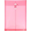 JAM Paper® Plastic Envelopes with Button and String Tie Closure, Legal Open End, 9.75 x 14.5, Pink,