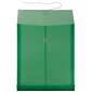 JAM Paper® Plastic Envelopes with Button and String Tie Closure, Letter Open End, 9.75 x 11.75, Green, 12/Pack (118B1GR)