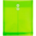 JAM Paper® Plastic Envelopes with Button and String Tie Closure, Letter Open End, 9.75 x 11.75, Lime Green, 108/Pack (118B1LIB)