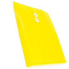 JAM Paper Plastic Envelopes with Button and String Tie Closure, Letter Size, Yellow, 12/Pack (125150