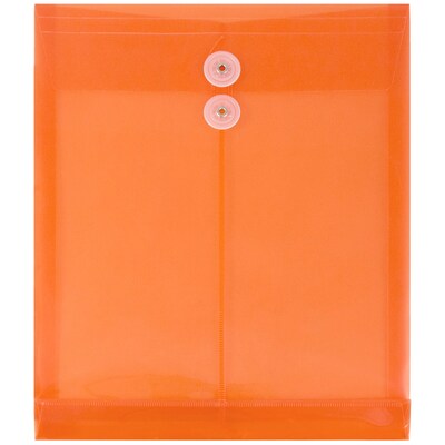 JAM Paper® Plastic Envelopes with Button and String Tie Closure, Letter Open End, 9.75 x 11.75, Brig