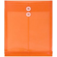 JAM Paper® Plastic Envelopes with Button and String Tie Closure, Letter Open End, 9.75 x 11.75, Brig