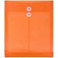 JAM Paper® Plastic Envelopes with Button and String Tie Closure, Letter Open End, 9.75 x 11.75, Bright Orange, 12/Pack (118B1OR)