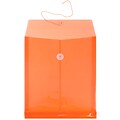 JAM Paper® Plastic Envelopes with Button and String Tie Closure, Letter Open End, 9.75 x 11.75, Brig