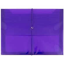 JAM Paper® Plastic Envelope with Elastic Band Closure, 9.75 x 13 with 2.625 Inch Expansion, Purple,