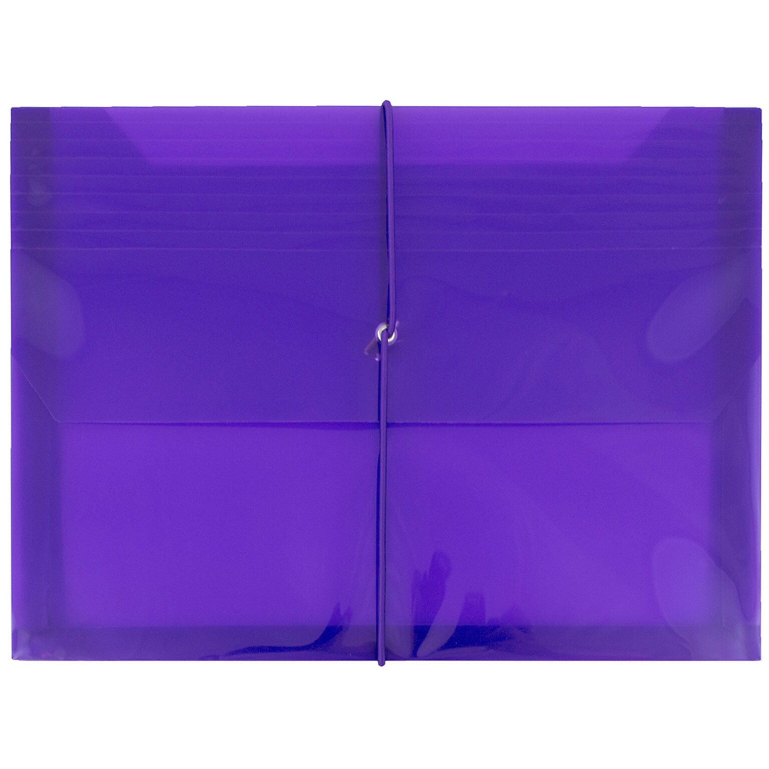 JAM Paper® Plastic Envelopes with Elastic Band Closure, 9.75 x 13 with 2.625 Inch Expansion, Purple, 12/Pack (218E25PUB)