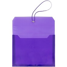JAM Paper® Plastic Envelope with Elastic Band Closure, 9.75 x 13 with 2.625 Inch Expansion, Purple,