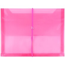 JAM Paper® Plastic Envelopes with 2 5/8 Expansion, Elastic Closure, Letter Booklet, 9.75x13, Fuchsia