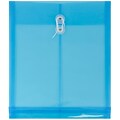 JAM Paper® Plastic Envelopes with Button and String Tie Closure, Letter Open End, 9.75 x 11.75, Blue