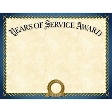 Great Papers Years of Service Certificates, 8.5 x 11, 20/Pack (2015113)