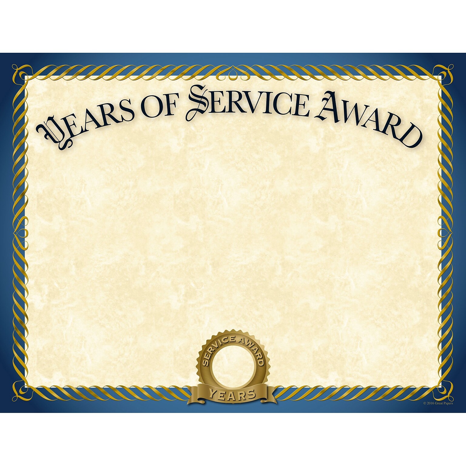 Great Papers Years of Service Certificates, 8.5 x 11, 20/Pack (2015113)