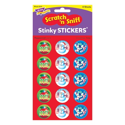 Trend Christmas - Peppermint Stinky Stickers Large Round, 60 ct. (T-932)