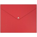 JAM Paper® Plastic Portfolio with Snap Closure, Medium, 9.25 x 12.25 x 0.5, Red, Sold Individually (9037279)