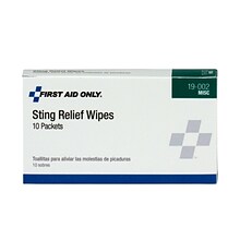 First Aid Only® Sting Relief Wipes, 10/Box (19-002)