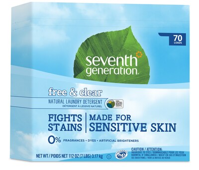 Seventh Generation™ Natural Powder Laundry Detergent, Free & Clear, Unscented, 70 Loads, 112 oz. Box (22824)