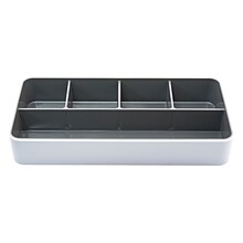 Fusion 5-Compartment Plastic Accessory Holders, White/Gray (37526)