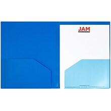 JAM Paper Heavy Duty Plastic Multi-Pocket Folder, 10 Pocket Organizer, Blue (389MP10bu)