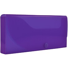 JAM Paper Plastic Pencil Case, Snap Button Pencil Case Box, Purple (166532743)