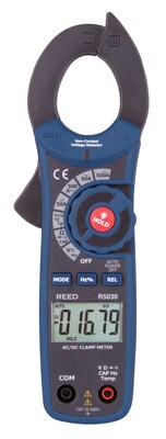 REED Instruments AC/DC Clamp Meter with Temperature and Non-Contact Voltage Detector, 500A, True RMS