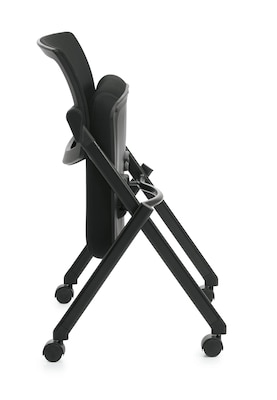 Offices To Go Mesh Back Flip Seat Armless Nesting Chair, Black, Armless (OTG11341B)