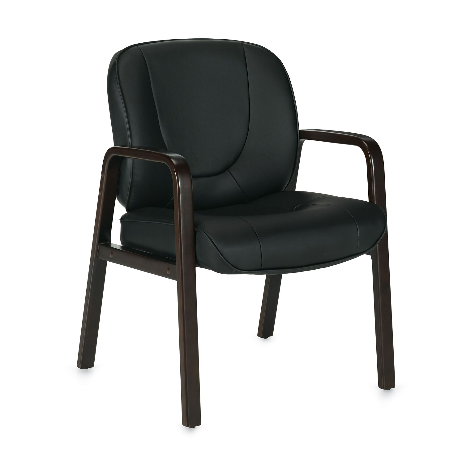 Offices To Go Luxhide Guest Chair with Wood Accents, Black (OTG11770BES)