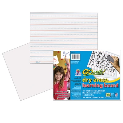 GoWrite! Dry Erase Learning Boards, 11 Width x 8.25 Height, White, Frame, Film, 30/Pack