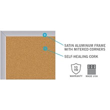Ghent Natural Cork Bulletin Board with Aluminum Frame, 4H x 10W (AK410)