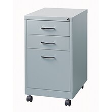 3-Drawer Metal File Cabinet, Platinum, 19 Deep (21027)