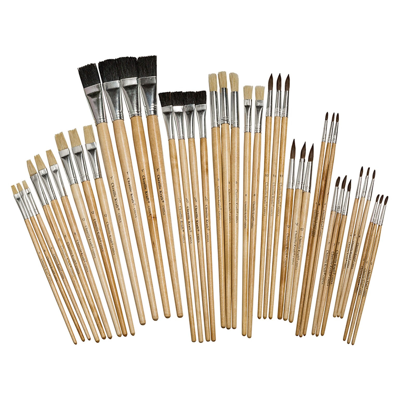 Pacon Brush Assortment Ages 5+, Set of 40 Brushes (PACAC5220)