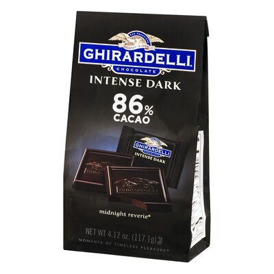 Ghirardelli Intense Dark 86% Cacao Dark Chocolate Candy Bar, 4.12 oz., 3/Bag (300-01033)