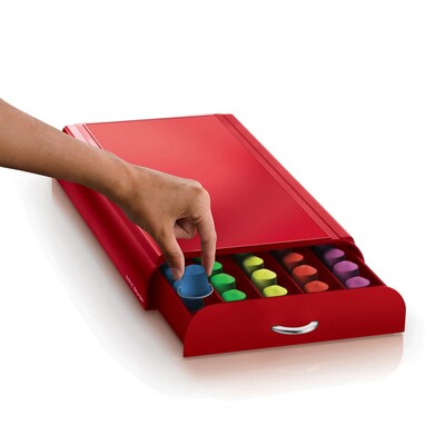 Mind Reader Anchor Coffee Pod Storage Drawer For 50 Nespresso Capsules, Red (NEST3PC-RED)