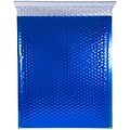 JAM Paper® Bubble Mailers with Peel and Seal Closure, 12 x 15 1/2, Blue Metallic, 12/pack (2745206)