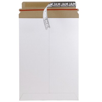JAM Paper® Stay-Flat Photo Mailer Stiff Envelopes with Self-Adhesive Closure, 6 x 8, White, 6 Rigid