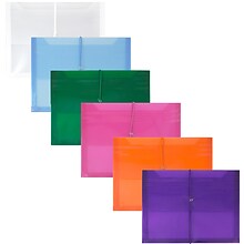 JAM Paper® Plastic Envelopes, 2 5/8 Exp, Elastic Closure, Letter Booklet, 9.75x13, Assorted Poly Col