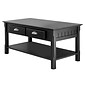 Winsome Timber 17.1" x 37.9" x 19" Solid and Composite Wood Coffee Table, Black