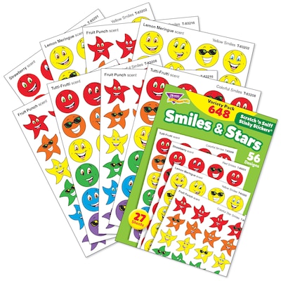 Trend Smiles & Stars Stinky Stickers Variety Pack, 648 CT (T-83905)