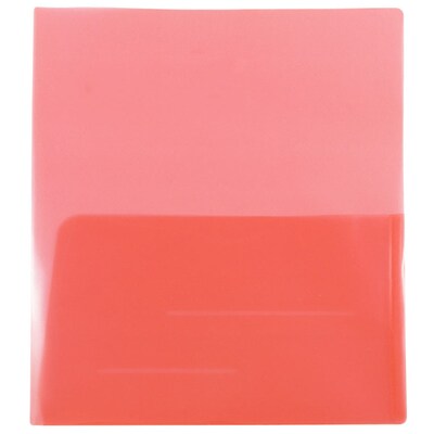 JAM Paper® Plastic See Through Two Pocket Folder, Red, 6/pack (381REDD)